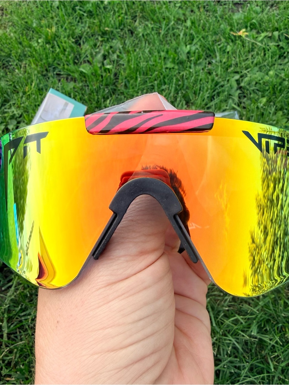 Teens size Pit Vipers Mirrored Cycling Sunglasses - Orange Red Lens